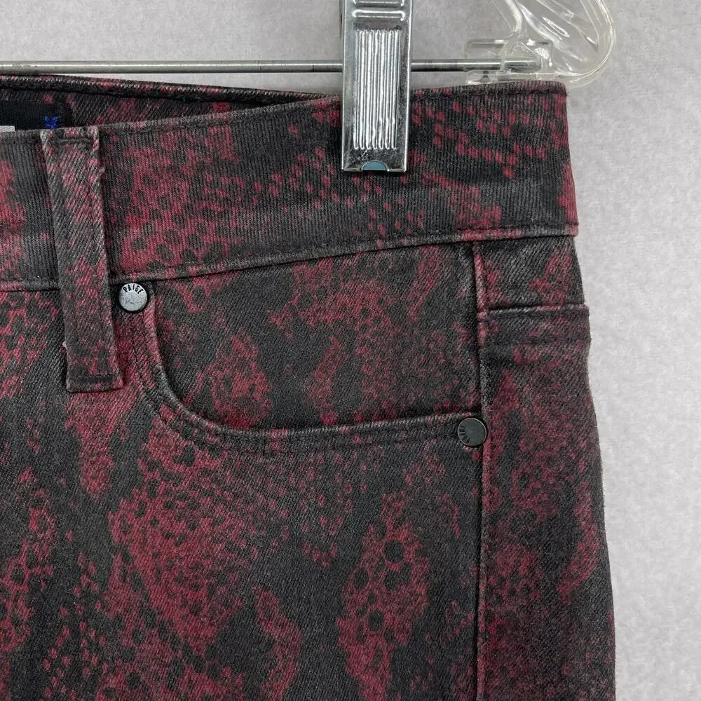 PAIGE Jeans Womens 24 Transcend Hoxton High Waist Ultra Skinny Snakeskin Red USA